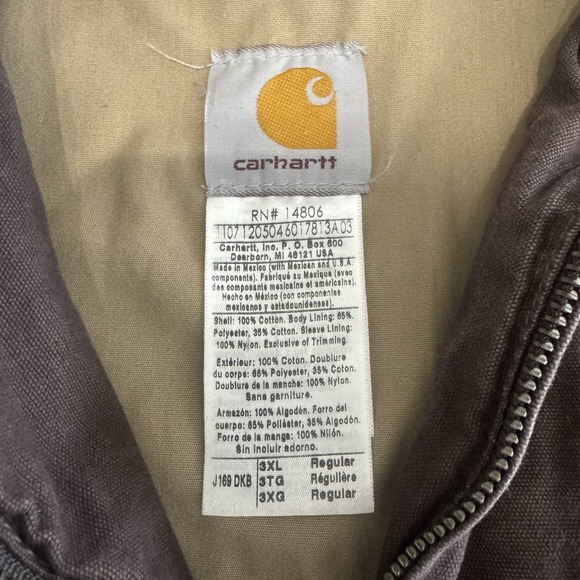 Carhartt J169 3XL Brown Quilt Lined Work Jacket Distressed Faded Heavyweight - Picture 3 of 7
